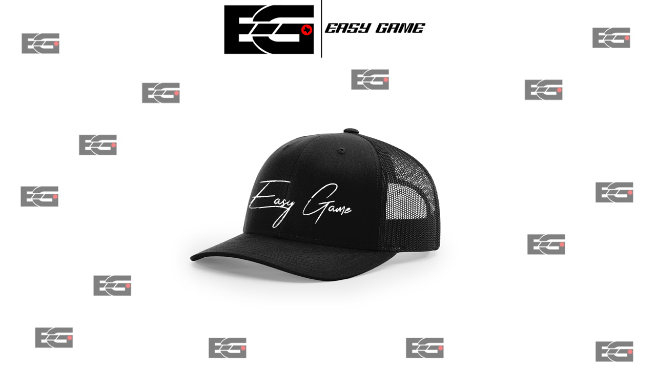 Men's EG Trucker Hat (White Cursive)